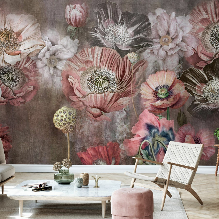 Maki Maki Blue, wallpaper floral cu design minimalist in nuante delicate de albastru