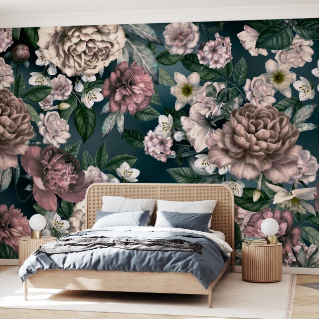 Tapet floral elegant cu flori delicate