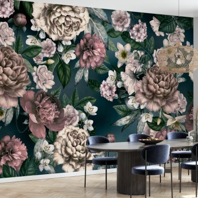 Tapet floral elegant cu flori delicate