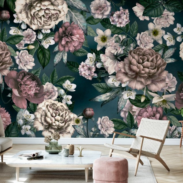 Tapet floral elegant cu flori delicate