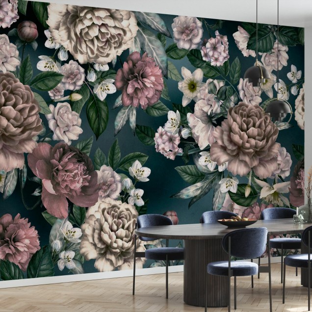 Tapet floral elegant cu flori delicate