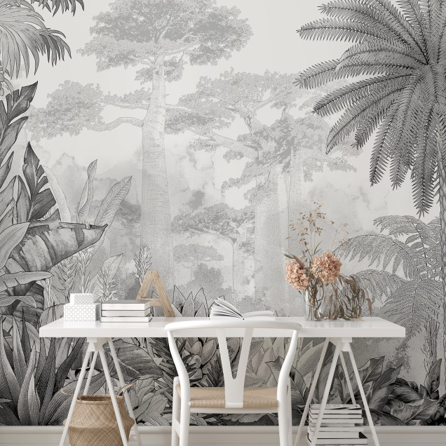 Fototapet Tropical Eden cu palmieri și vegetație luxuriantă