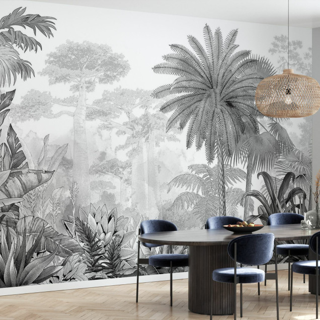 Fototapet Tropical Eden cu palmieri și vegetație luxuriantă