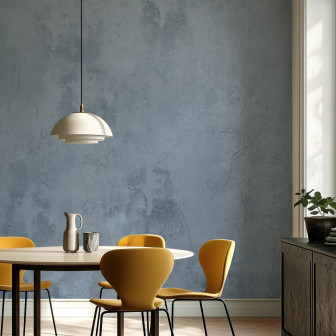 Fototapet cu aspect de beton aparent în nuanțe de azur într-o sufragerie modernă