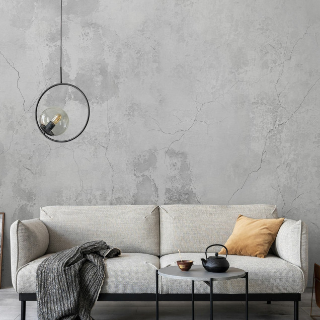 Fototapet cu aspect de beton într-un interior modern