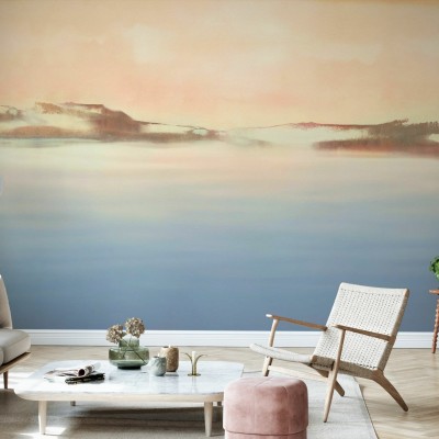 Tapet Dreamy Light II cu un peisaj superb în culori pastelate