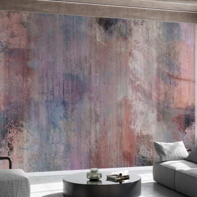 Pinkish Grey Wall, tapet cu design inspirat de betonare neterminată, cu nuanțe gri și roz deschis.