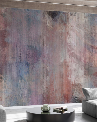 Pinkish Grey Wall, tapet cu design inspirat de betonare neterminată, cu nuanțe gri și roz deschis.