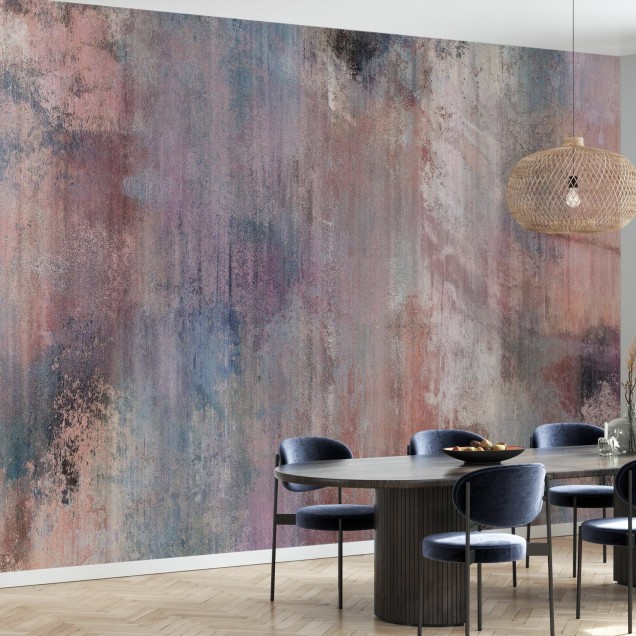 Pinkish Grey Wall, tapet cu design inspirat de betonare neterminată, cu nuanțe gri și roz deschis.