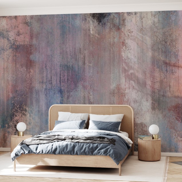Pinkish Grey Wall, tapet cu design inspirat de betonare neterminată, cu nuanțe gri și roz deschis.