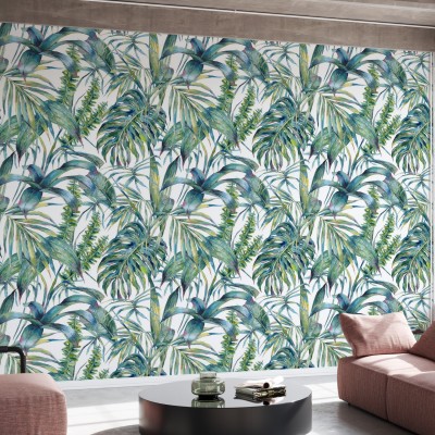 Tapet Exotic Leaves, cu un design vibrant, cu frunze tropicale pictate cu grijă