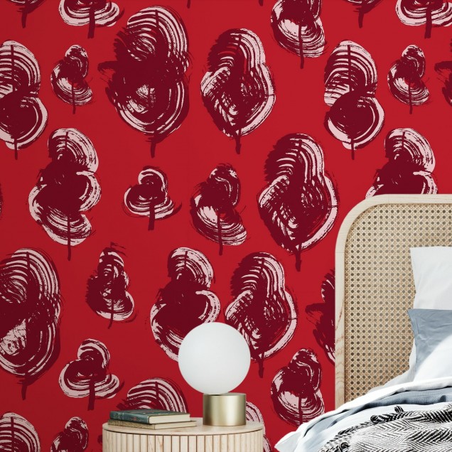 Tapet Leaves, Red Poppy, Photowall, cu un design modern de frunze de mac roșu, pentru a adăuga un strop de culoare și eleganță casei tale.