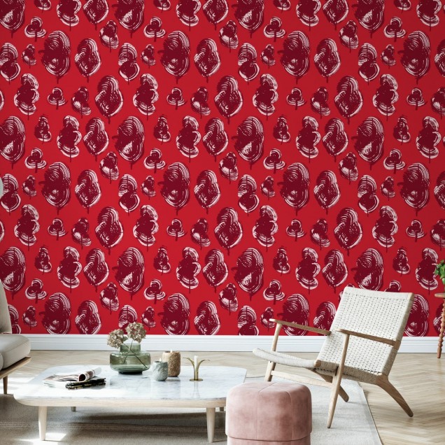 Tapet Leaves, Red Poppy, Photowall, cu un design modern de frunze de mac roșu, pentru a adăuga un strop de culoare și eleganță casei tale.