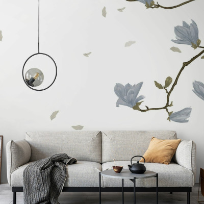 Fototapet cu ramuri și flori delicate, ideal pentru un decor elegant
