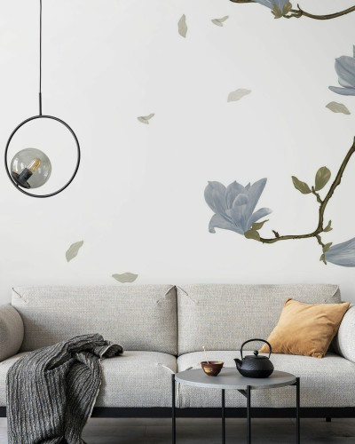 Fototapet cu ramuri și flori delicate, ideal pentru un decor elegant