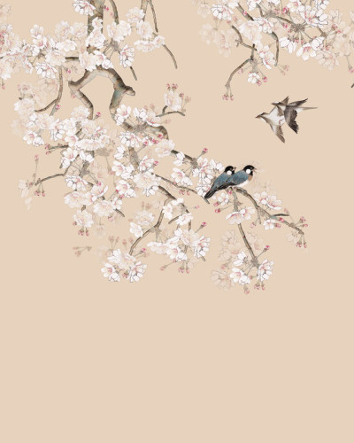 Birds Hangout, Peach, Photowall