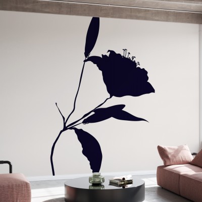 Fototapet Nero, cu design minimalist, cu o siluetă a unei flori delicate.