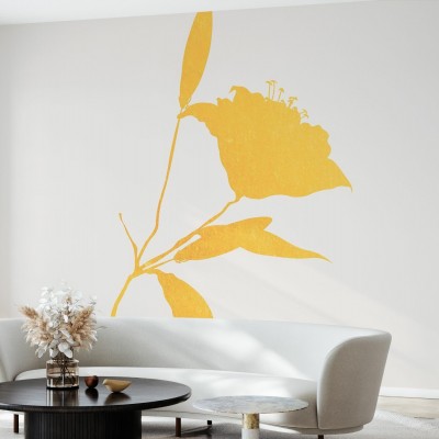 Wallpaper cu floare de soare minimalist, design modern, culori neutre, living