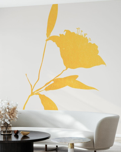 Wallpaper cu floare de soare minimalist, design modern, culori neutre, living