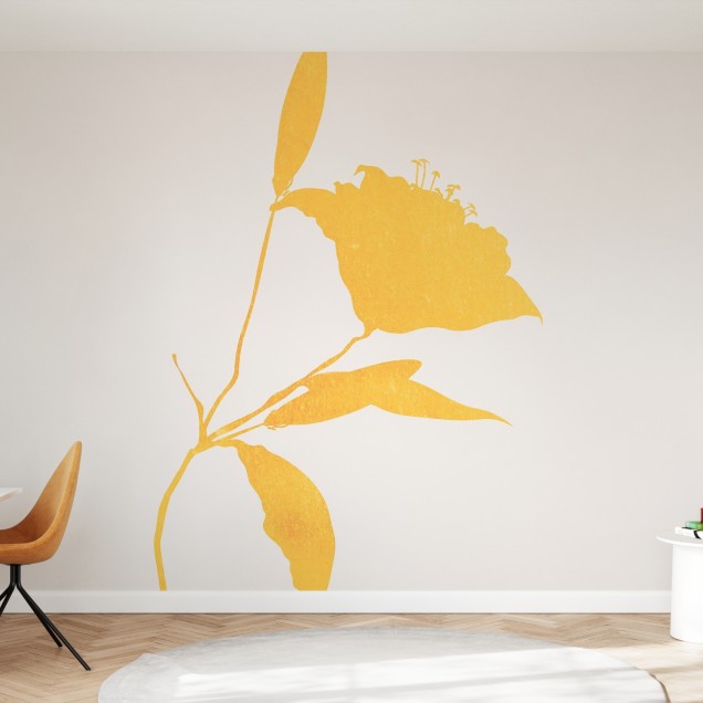 Wallpaper cu floare de soare minimalist, design modern, culori neutre, living