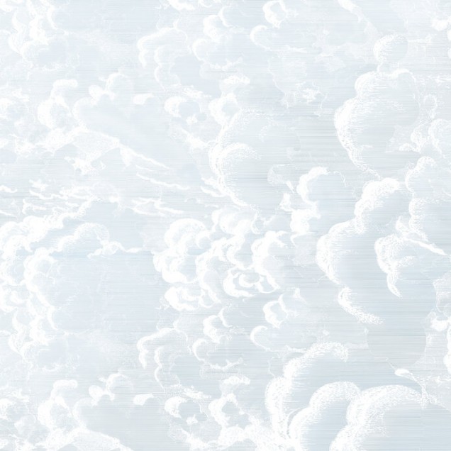 Tapet Cradled in Clouds, Blue cu nori albi pe fundal albastru deschis