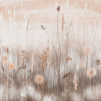 Fototapet cu design floral sepia într-un interior modern