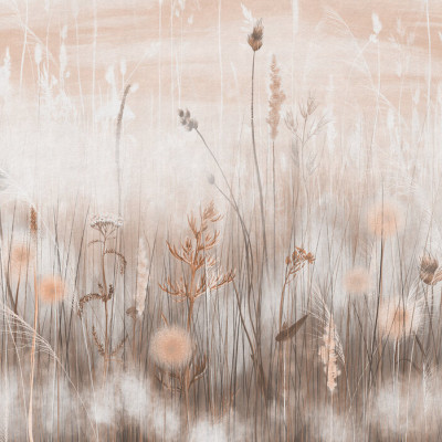 Fototapet cu design floral sepia într-un interior modern