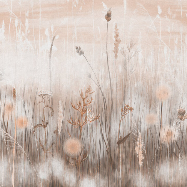 Fototapet cu design floral sepia într-un interior modern