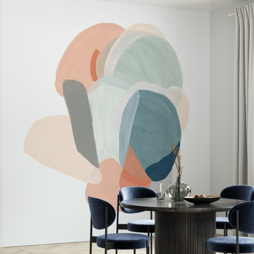 Fototapet modular Motion II cu forme organice in culori pastelate