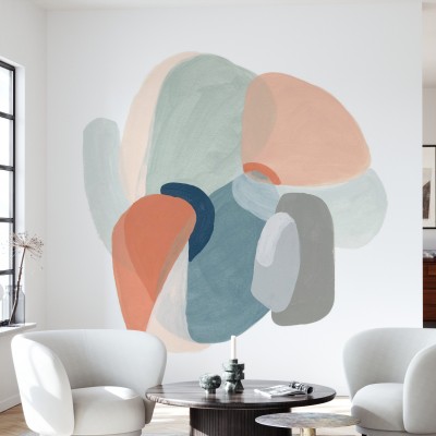 Fototapet modular Motion II cu forme organice in culori pastelate