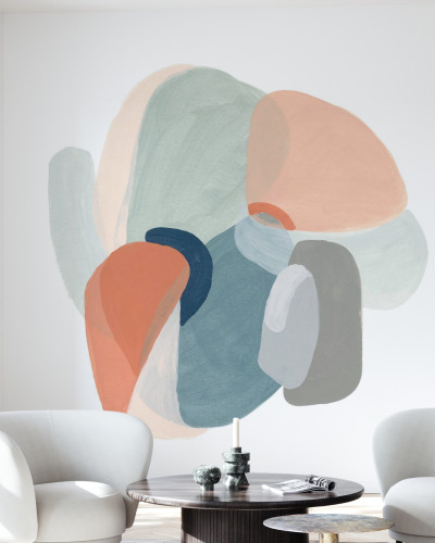 Fototapet modular Motion II cu forme organice in culori pastelate
