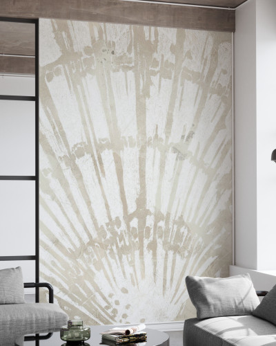 Fototapet cu siluete tropicale într-un living modern
