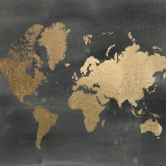 Fototapet World Map on Black Wash, personalizat, Photowall