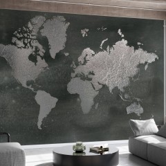 Fototapet World Map on Black Wash 2, personalizat, Photowall