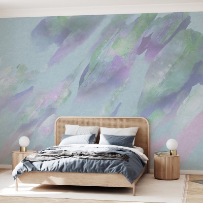 Tapet abstract cu nuanțe de albastru, mov și verde