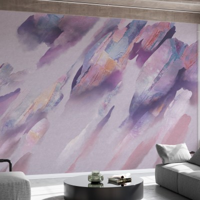 Tapet Dream Flash, Plum - un design abstract modern, cu nuanțe subtile de mov, pentru camera de zi sau dormitor.
