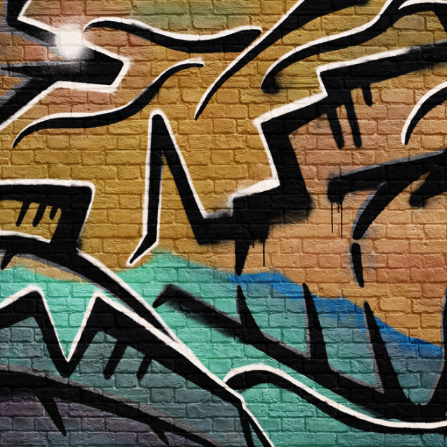 Fototapet cu graffiti pe zid de cărămidă maro