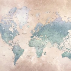 Fototapet World Map, Ash-Blue, personalizat, Photowall