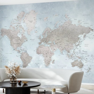 World Map, Bright - tapet harta lumii cu culori vibrante