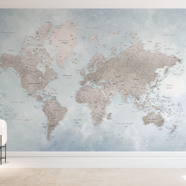 World Map, Bright - tapet harta lumii cu culori vibrante