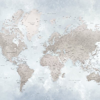 World Map, Bright - tapet harta lumii cu culori vibrante