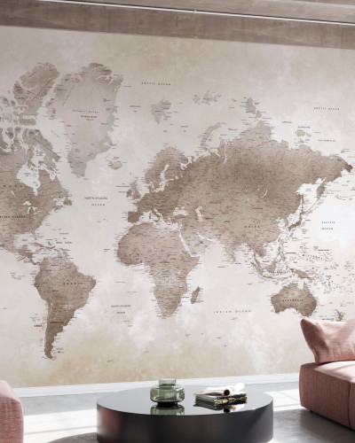 World Map Sepia tapet cu harta lumii