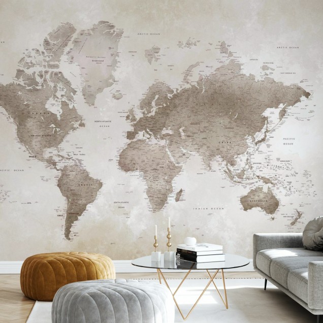 World Map Sepia tapet cu harta lumii
