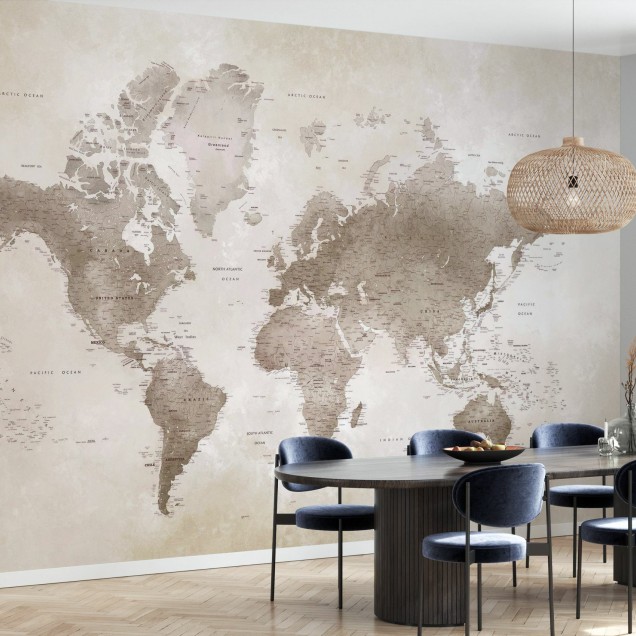 World Map Sepia tapet cu harta lumii