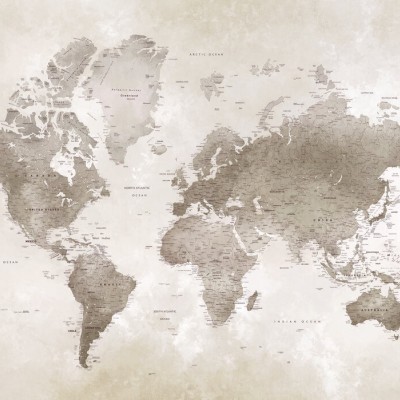 World Map, Sepia, Photowall