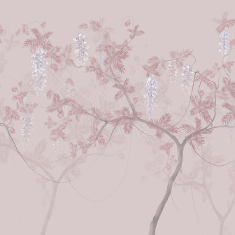 Fototapet cu design floral roz și albastru, Tree Waltz