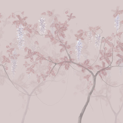 Fototapet cu design floral roz și albastru, Tree Waltz