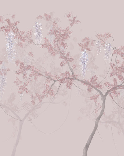 Fototapet cu design floral roz și albastru, Tree Waltz