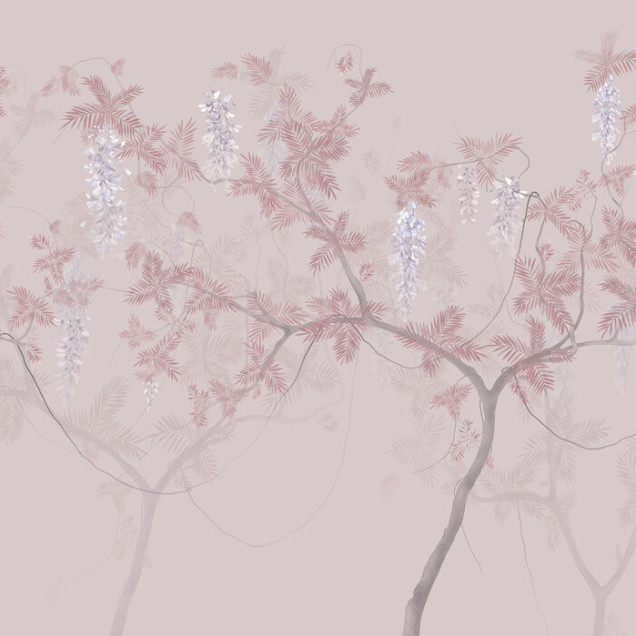 Fototapet cu design floral roz și albastru, Tree Waltz