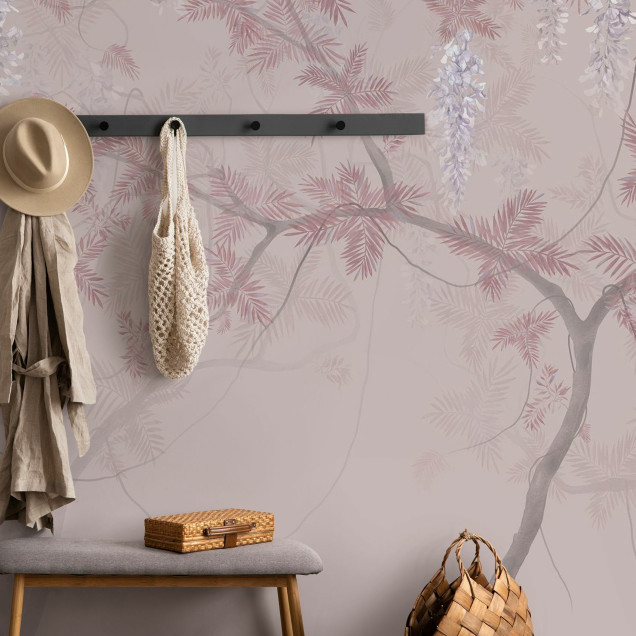 Fototapet cu design floral roz și albastru, Tree Waltz